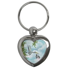 Funny Stork With Creepy Snake Baby Key Chain (heart) by FantasyWorld7