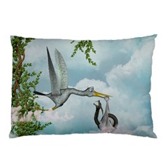 Funny Stork With Creepy Snake Baby Pillow Case by FantasyWorld7