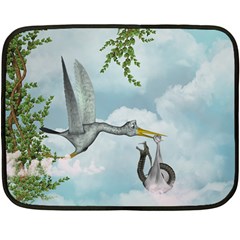 Funny Stork With Creepy Snake Baby Fleece Blanket (mini) by FantasyWorld7