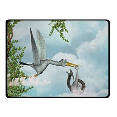 Funny Stork With Creepy Snake Baby Fleece Blanket (small) by FantasyWorld7