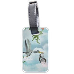 Funny Stork With Creepy Snake Baby Luggage Tag (two Sides) by FantasyWorld7