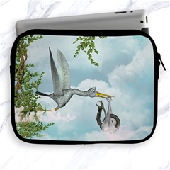 Funny Stork With Creepy Snake Baby Apple Ipad 2/3/4 Zipper Cases by FantasyWorld7