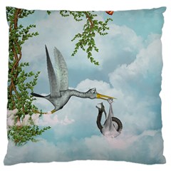 Funny Stork With Creepy Snake Baby Standard Flano Cushion Case (one Side)