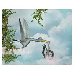 Funny Stork With Creepy Snake Baby Double Sided Flano Blanket (medium)  by FantasyWorld7