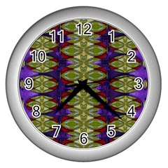 Divine Flowers Striving To Reach Universe Wall Clock (silver) by pepitasart