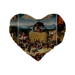 Heronimus Bosch The Haywagon 2 Standard 16  Premium Flano Heart Shape Cushions