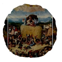 Heronimus Bosch The Haywagon 2 Large 18  Premium Round Cushions