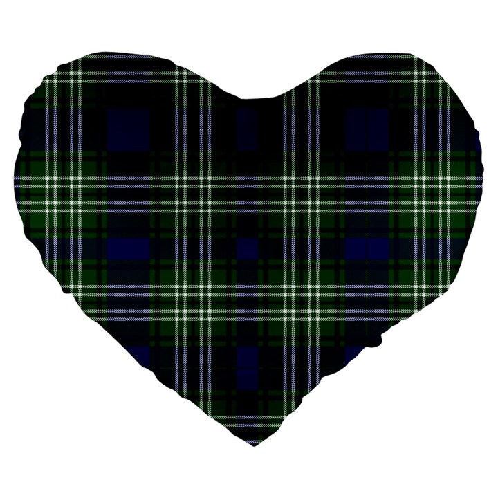 Tweedside District Tartan Large 19  Premium Flano Heart Shape Cushions