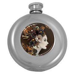 Mechanical Beauty  Round Hip Flask (5 Oz) by CKArtCreations