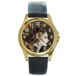 Mechanical Beauty  Round Gold Metal Watch Front