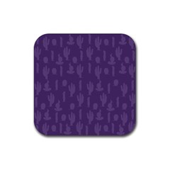 Cactus Pattern Rubber Coaster (square)  by Valentinaart