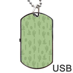 Cactus Pattern Dog Tag Usb Flash (one Side) by Valentinaart