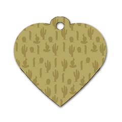 Cactus Pattern Dog Tag Heart (one Side) by Valentinaart