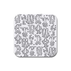 Doodle Pattern Rubber Square Coaster (4 pack) 