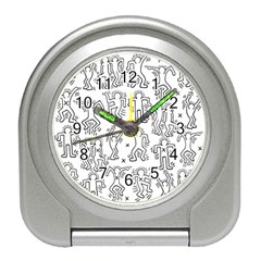 Doodle Pattern Travel Alarm Clock