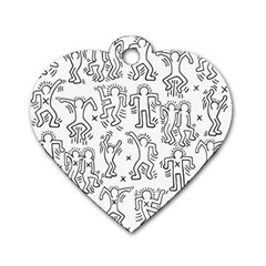 Doodle Pattern Dog Tag Heart (Two Sides)