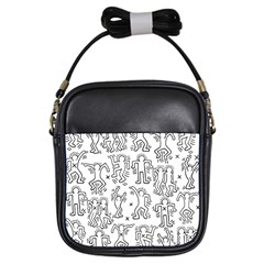 Doodle Pattern Girls Sling Bag by Valentinaart