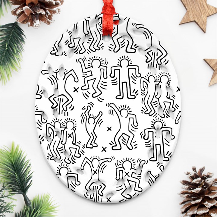 Doodle Pattern Oval Filigree Ornament (Two Sides)