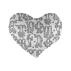 Doodle Pattern Standard 16  Premium Heart Shape Cushions