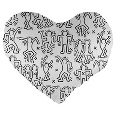 Doodle Pattern Large 19  Premium Heart Shape Cushions