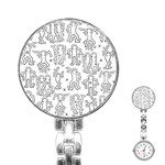 Doodle Pattern Stainless Steel Nurses Watch Front