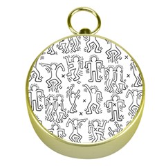 Doodle Pattern Gold Compasses