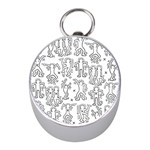 Doodle Pattern Mini Silver Compasses Front