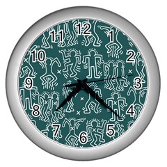 Doodle Pattern Wall Clock (silver) by Valentinaart