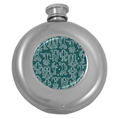 Doodle Pattern Round Hip Flask (5 Oz) by Valentinaart