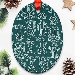 Doodle Pattern Oval Ornament (two Sides)