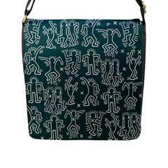 Doodle Pattern Flap Closure Messenger Bag (l)