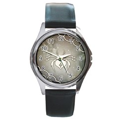 Wonderful Decorative Spider With Hearts Round Metal Watch by FantasyWorld7