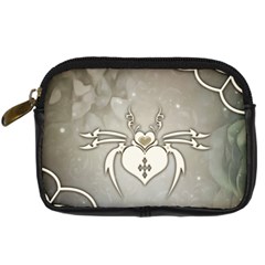 Wonderful Decorative Spider With Hearts Digital Camera Leather Case by FantasyWorld7