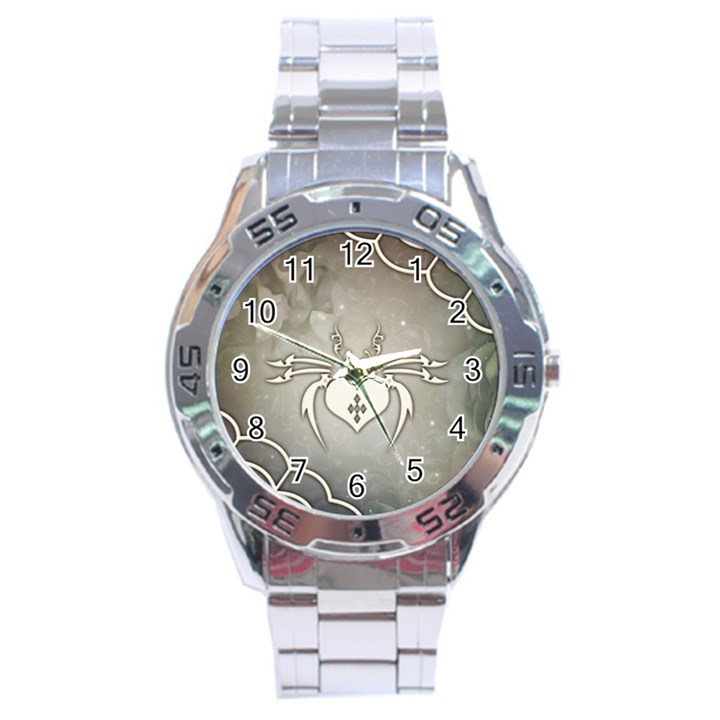 Wonderful Decorative Spider With Hearts Stainless Steel Analogue Watch