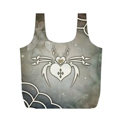 Wonderful Decorative Spider With Hearts Full Print Recycle Bag (m) by FantasyWorld7