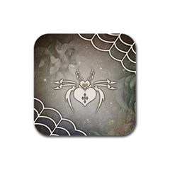 Wonderful Decorative Spider With Hearts Rubber Square Coaster (4 Pack)  by FantasyWorld7