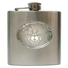 Wonderful Decorative Spider With Hearts Hip Flask (6 Oz) by FantasyWorld7