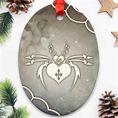 Wonderful Decorative Spider With Hearts Oval Ornament (two Sides) by FantasyWorld7