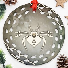 Wonderful Decorative Spider With Hearts Ornament (round Filigree) by FantasyWorld7