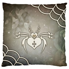 Wonderful Decorative Spider With Hearts Large Flano Cushion Case (one Side) by FantasyWorld7