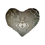 Wonderful Decorative Spider With Hearts Standard 16  Premium Flano Heart Shape Cushions Back