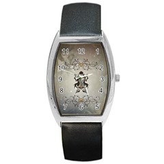 Wonderful Elegant Frog With Flowers Barrel Style Metal Watch by FantasyWorld7