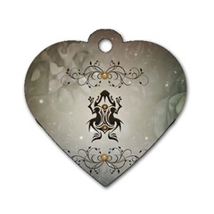 Wonderful Elegant Frog With Flowers Dog Tag Heart (two Sides) by FantasyWorld7