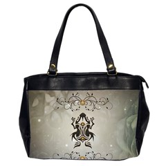 Wonderful Elegant Frog With Flowers Oversize Office Handbag (2 Sides) by FantasyWorld7