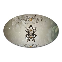 Wonderful Elegant Frog With Flowers Oval Magnet by FantasyWorld7