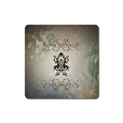 Wonderful Elegant Frog With Flowers Square Magnet by FantasyWorld7