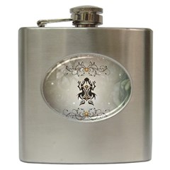 Wonderful Elegant Frog With Flowers Hip Flask (6 Oz) by FantasyWorld7