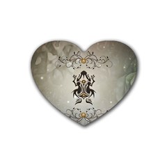 Wonderful Elegant Frog With Flowers Heart Coaster (4 Pack)  by FantasyWorld7