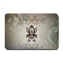 Wonderful Elegant Frog With Flowers Small Doormat  by FantasyWorld7