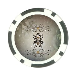 Wonderful Elegant Frog With Flowers Poker Chip Card Guard by FantasyWorld7